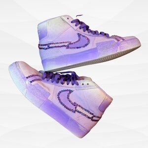 Custom Nike Blazer Mid '77 Lilic Rhinestone Sneakers US 6Y  / Women's 7.5